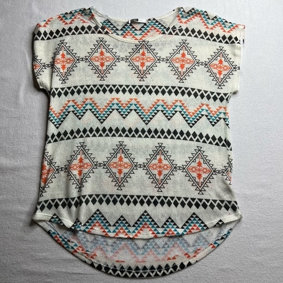 Blu Planet Tribal Colorful‎ Lightweight Women's Short Sleeve Blouse Size XL - Picture 1 of 7